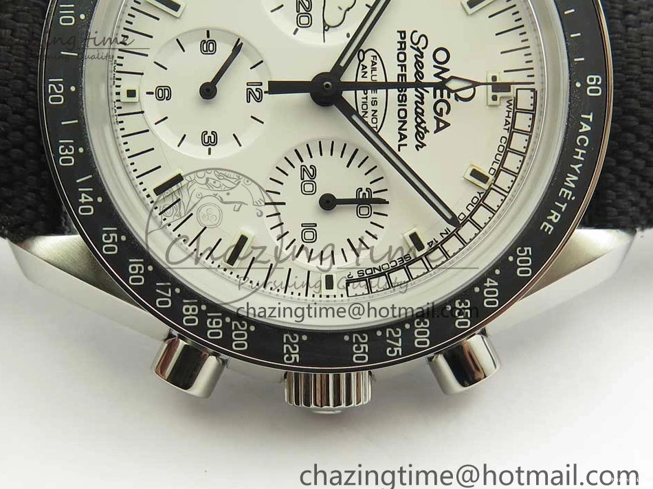 0723 Speedmaster SS Snoopy OMF Best Edition White Dial on Nylon Strap Manual Winding Chrono Movement WellDesigned 7990